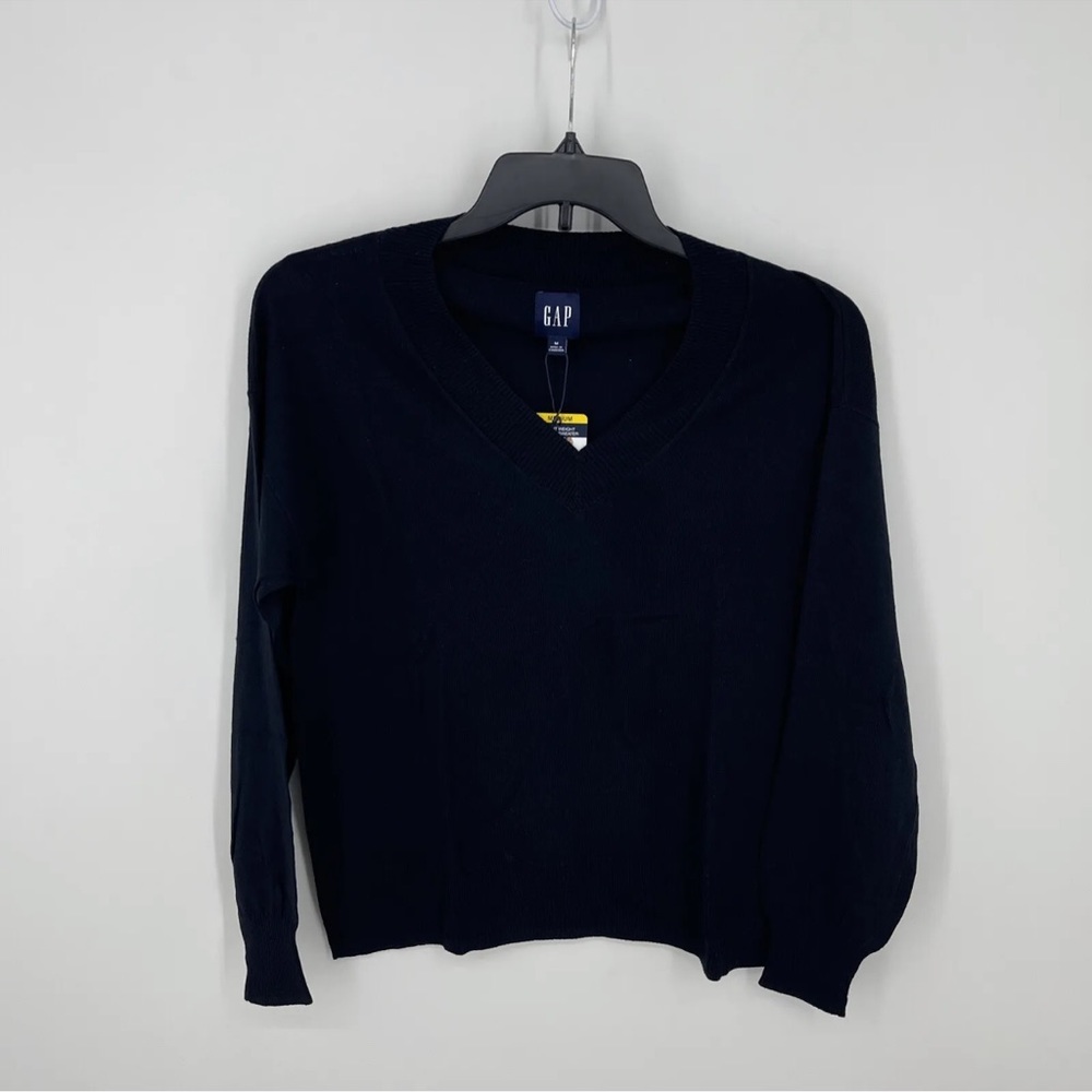 Gap Lightweight V-neck Long Sleeve Sweater Black Size M NWT